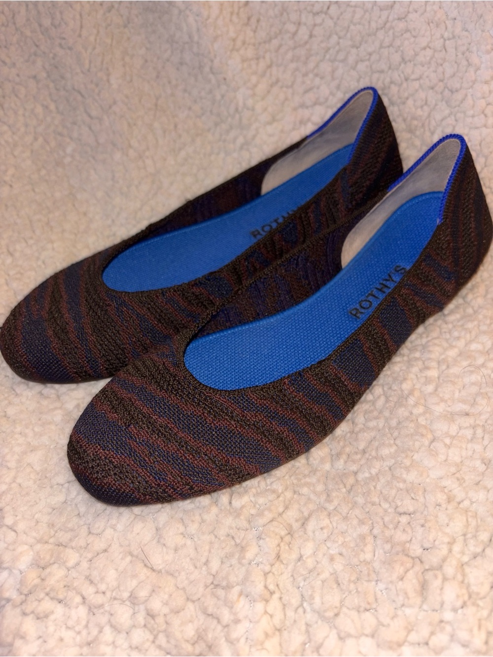 Rothy’s The Flat Sapphire Zebra Knit Ballet Flats Women’s 9.5 US